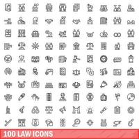 100 wet iconen set, Kaderstijl vector