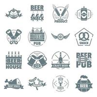 bier alcohol logo iconen set, eenvoudige stijl vector