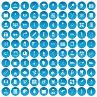 100 ambulance iconen set blauw vector