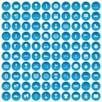 100 awards iconen set blauw vector