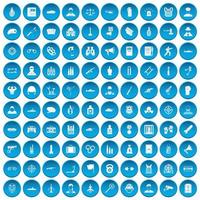 100 officier iconen set blauw vector