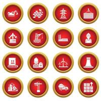 industrie iconen set, eenvoudige stijl vector