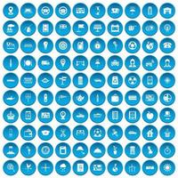 100 taxipictogrammen blauw ingesteld vector