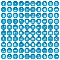 100 werkpapier iconen set blauw vector