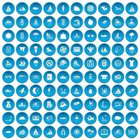 100 watersport iconen set blauw vector