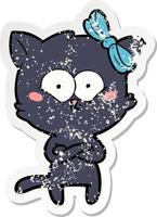 noodlijdende sticker van een cartoonkat vector