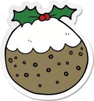 sticker van een cartoon kerstpudding vector