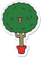 sticker van een cartoon gelukkige boom vector