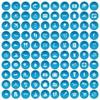 100 strand iconen set blauw vector