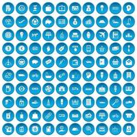 100 economie iconen set blauw vector