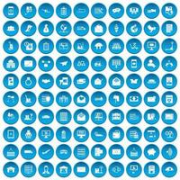 100 postdienst iconen set blauw vector