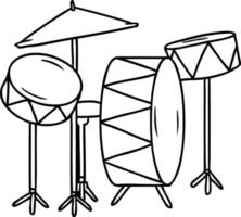 lijntekening doodle van een drumstel vector