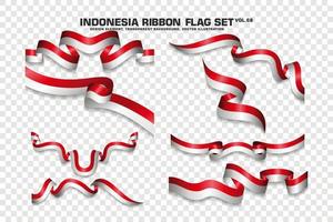 Indonesië lint vlaggen set, element ontwerp, 3D-stijl. vector illustratie