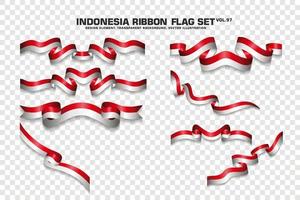 Indonesië lint vlaggen set, element ontwerp, 3D-stijl. vector illustratie