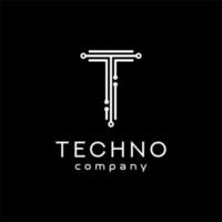 letter t tech-logo, voor moderne technologiebedrijven vector