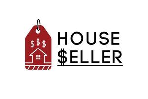 tag label verkoopprijs met huis huis en dollar pictogram te huur kopen verkoop appartement onroerend goed huis logo ontwerp vector