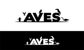 aves typografie met dierenpictogram vogel logo ontwerp inspiratie vector