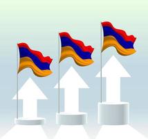 Armenië vlag. de waarde van het land stijgt. wapperende vlaggenmast in moderne pastelkleuren. vlagtekening, arcering voor eenvoudige bewerking. vector