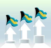 de vlag van de Bahama's. de waarde van het land stijgt. wapperende vlaggenmast in moderne pastelkleuren. vlagtekening, arcering voor eenvoudige bewerking. vector