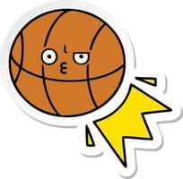 sticker van een schattige cartoonbasketbal vector