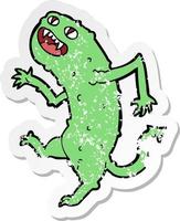 retro noodlijdende sticker van een tekenfilmmonster vector