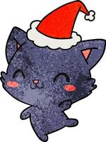 kerst getextureerde cartoon van kawaii cat vector