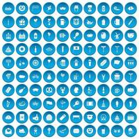 100 bierfeest iconen set blauw vector