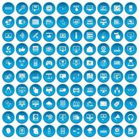 100 computerpictogrammen blauw ingesteld vector