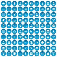 100 initiatie iconen set blauw vector