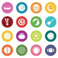 sport ballen pictogrammen veel kleuren set vector