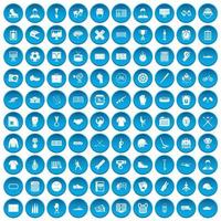 100 heren team iconen set blauw vector