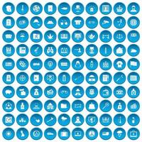 100 politie iconen set blauw vector