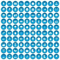 100 landbouw iconen set blauw vector