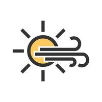 zonnig en winderig gevuld lijnpictogram vector