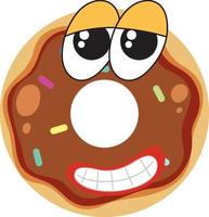 chocolade donut met gezichtsuitdrukking vector