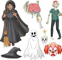 halloween-thema met heks en zombie vector