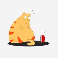 schattige dikke hongerige kat wil eten vector