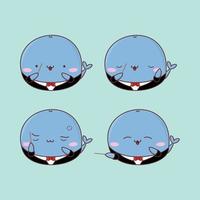 schattige kawaii walvis op dirigent kostuum vector