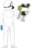 man in beschermend hazmat-pak vector