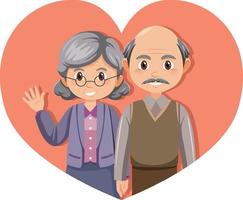 bejaarde echtpaar op het hart vector