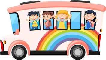 student in schoolbus op witte achtergrond vector