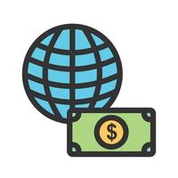 globale cash transfer gevulde lijn icoon vector