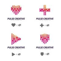 set van creatieve pulse logo vector. unieke geluidsgolven logo concept ontwerpsjabloon vector