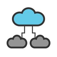 pictogram voor cloudgegevensuitwisseling gevuld lijn vector