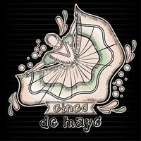 schets van vrouw met traditionele mexicaanse jurk dansen cinco de mayo vector