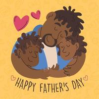 Afro-Amerikaanse schattige vader knuffelt zijn kinderen gelukkige vaderdag vector