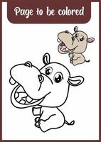 kleurboek voor kinderen. nijlpaard vector