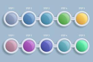 5 stappen infographic cirkels tekenen 3d geïsoleerde grijze achtergrond vector