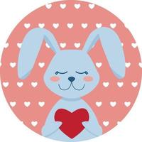 schattig konijn met een groot hart. symbool van het nieuwe jaar. gelukkige Valentijnsdag briefkaart. platte cartoon vectorillustratie. vector