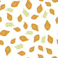 set van vector naadloze patronen met fruit, papaya. trendy handgetekende texturen. modern abstract ontwerp voor papier, omslag, stof, interieur en meer.